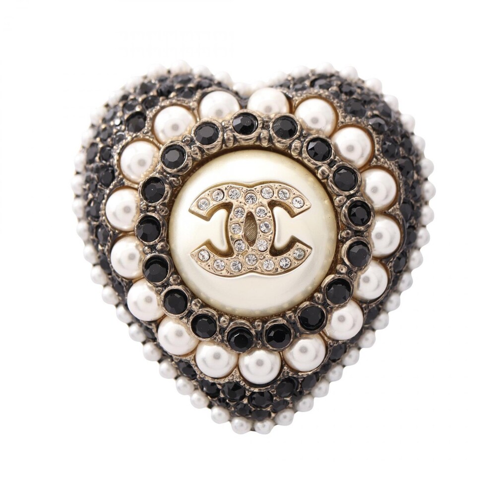 Chanel Coco Mark Heart Brooch Gold #351165C10B